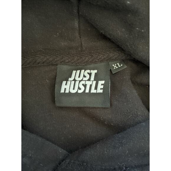 Just Hustle Unisex Pullover Hoodie Sweatshirt Black Size XL - Picture 7 of 7